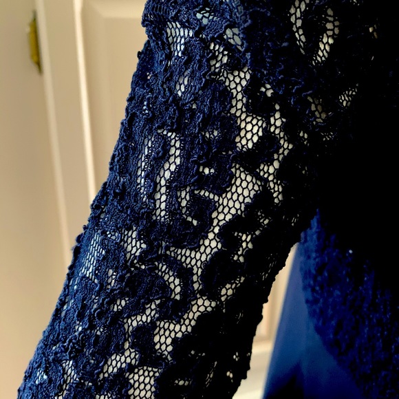 Navy 10 sheer and lace dress - Picture 2 of 4
